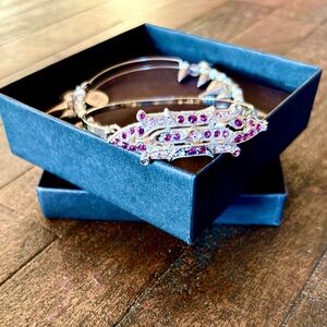 Alex and Ani Silver Spike Hoop Earrings with Beaded Accents